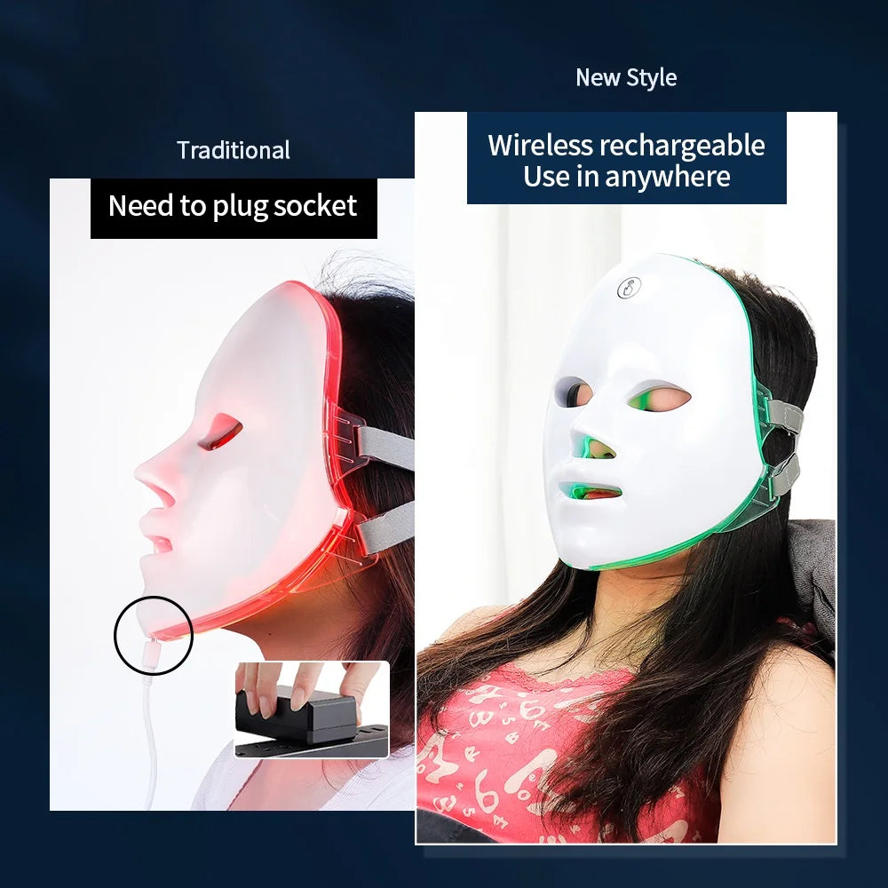 Rechargeable LED Face Mask – 7-Color Light Therapy for Skin Rejuvenation