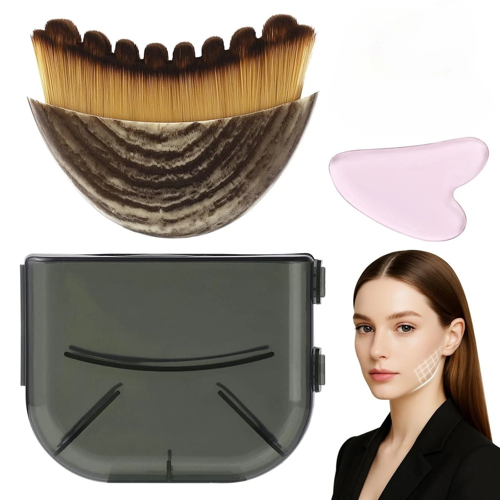 Lymphatic Contour Face Brush & Gua Sha Set – Jawline & Chin Sculpting