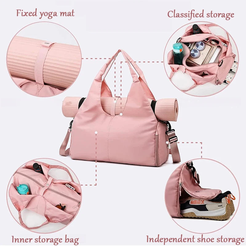 Yoga Mat Bag with Shoe Compartment & Shoulder Strap