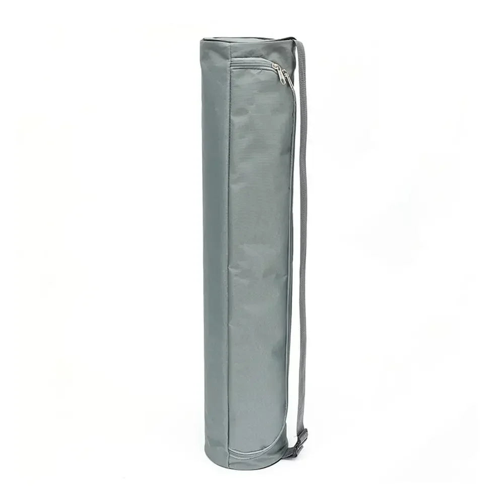 Gray yoga mat bag on a white background