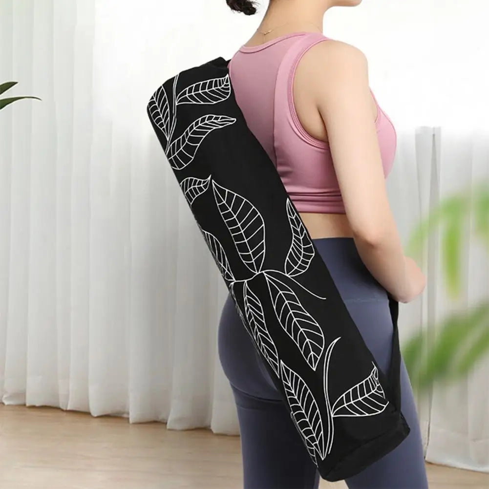 Waterproof Yoga Mat Bag – Large Leaf Print Gym Duffel for Yoga & Pilates