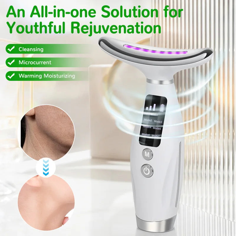 7-Color EMS Facial & Neck Massager – Micro-Current Beauty Device