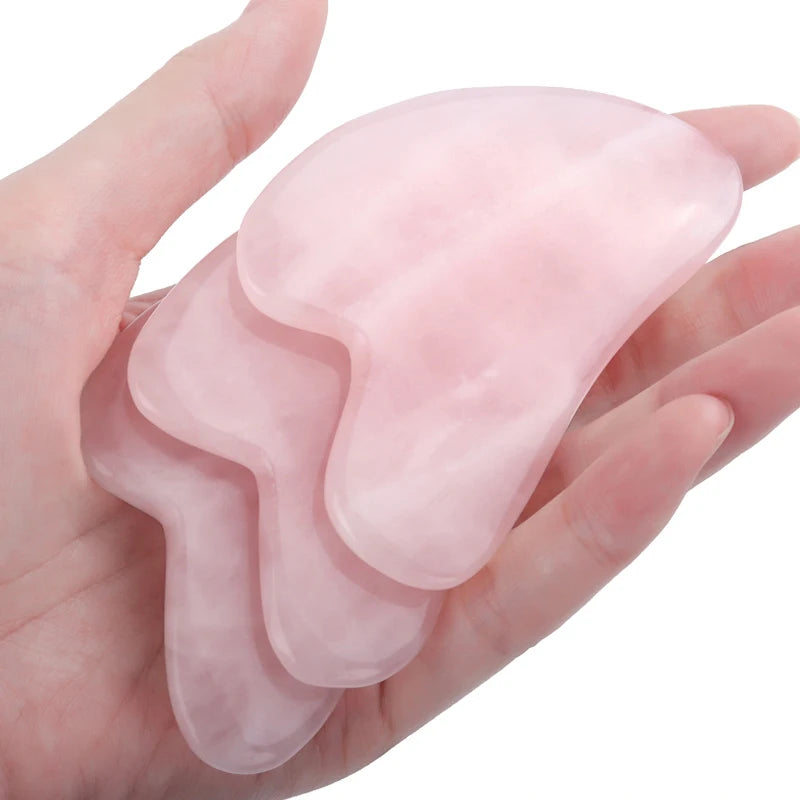 Rose Quartz Gua Sha Board — Natural Stone Face & Body Massager