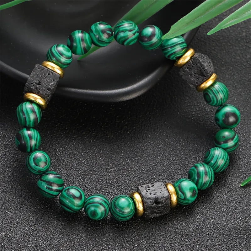 Natural Stone Bead Bracelet — Healing Gemstone Jewelry for Women & Men
