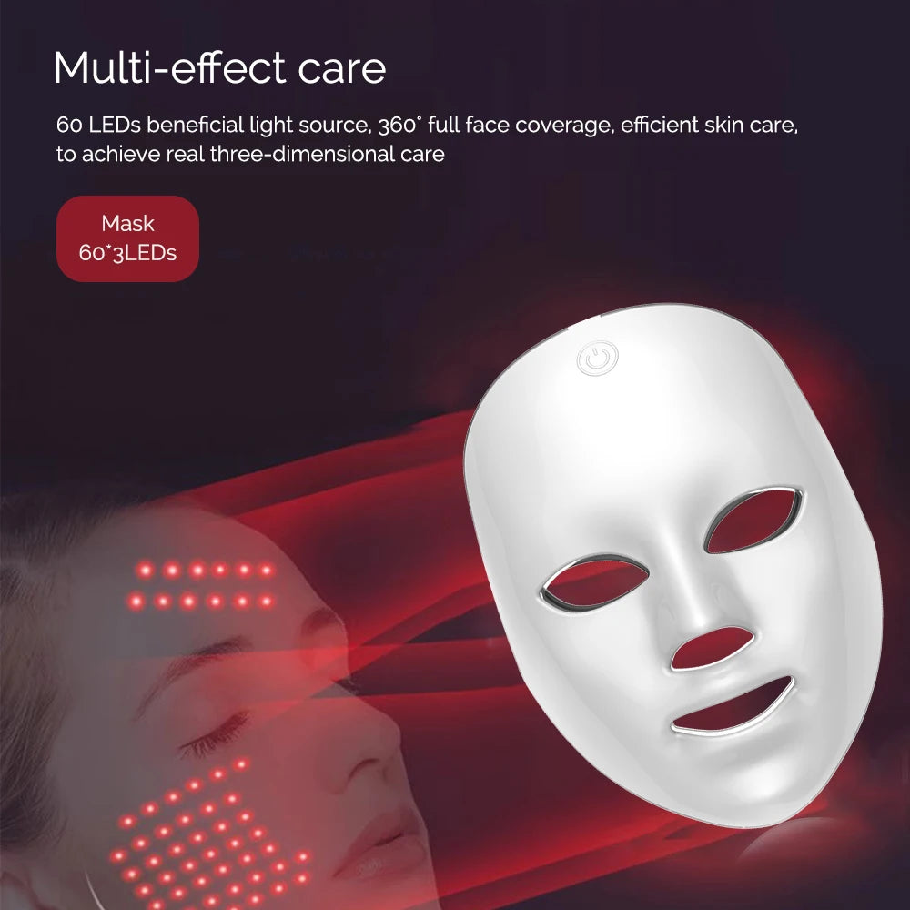 Wireless 7-Color LED Face Mask – Light Therapy for Anti-Aging & Acne