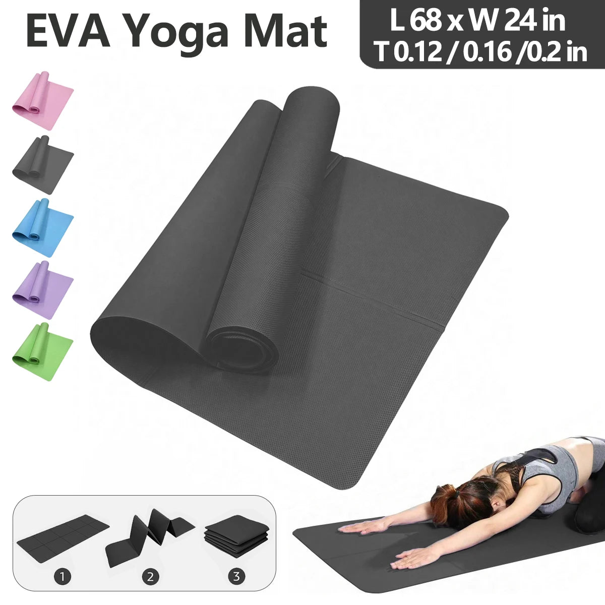 Foldable EVA Yoga Mat – Non-Slip Travel Mat for Yoga, Pilates & Fitness