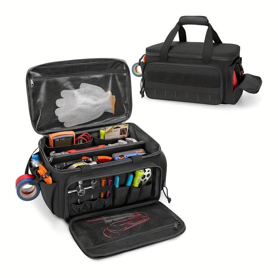 Heavy-Duty Waterproof Tool Organizer Bag – Multi-Pocket Shoulder Tote for Men