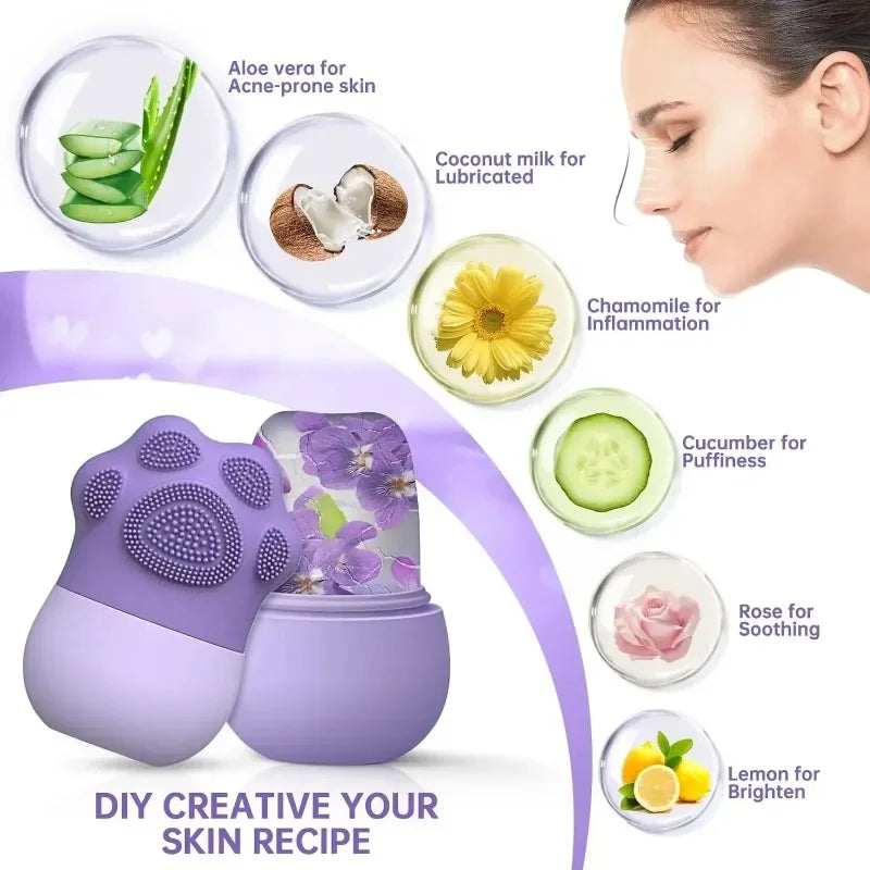 2-in-1 Ice Roller & Silicone Cleansing Face Brush — Sculpt, Cleanse & Glow