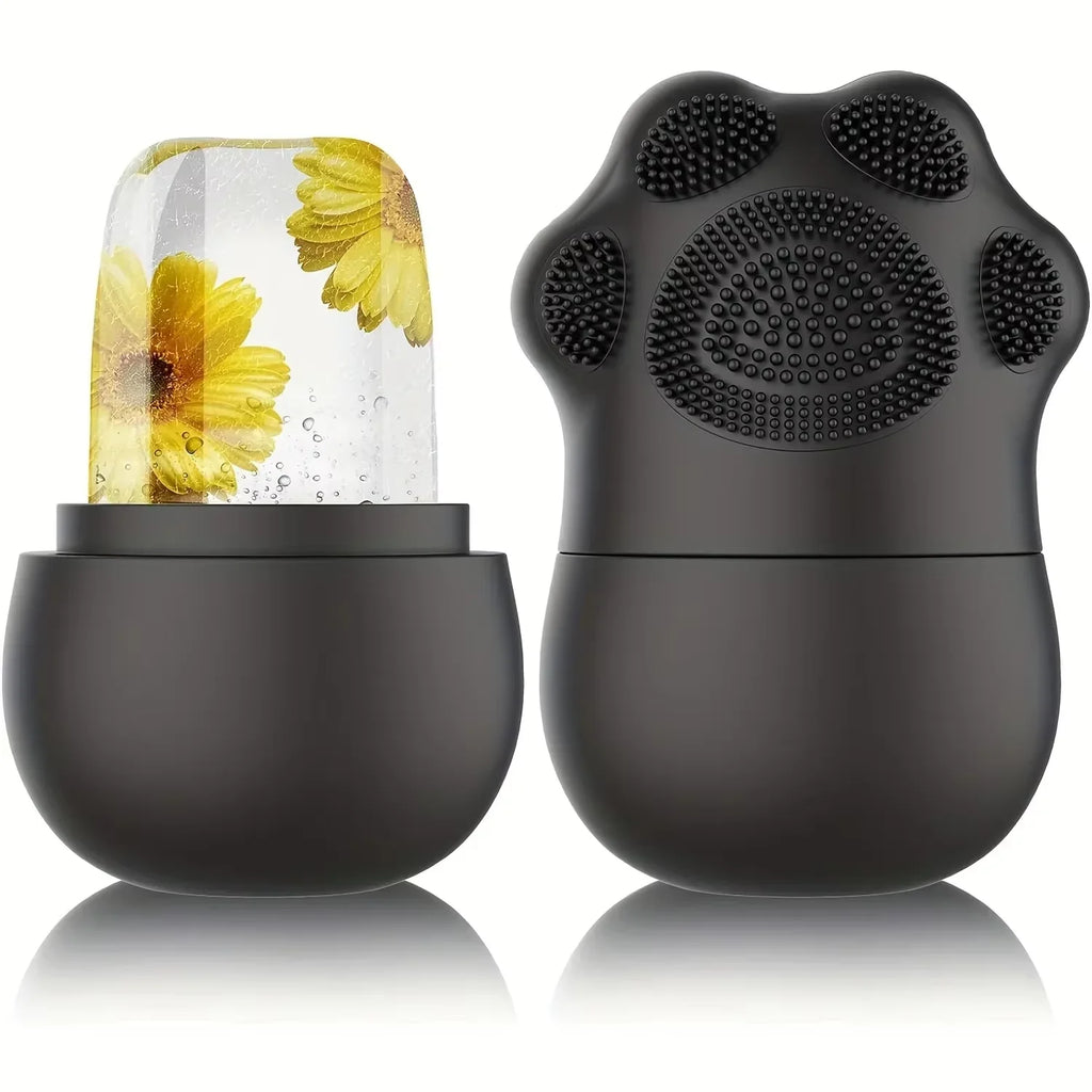 2-in-1 Ice Roller & Silicone Cleansing Face Brush — Sculpt, Cleanse & Glow
