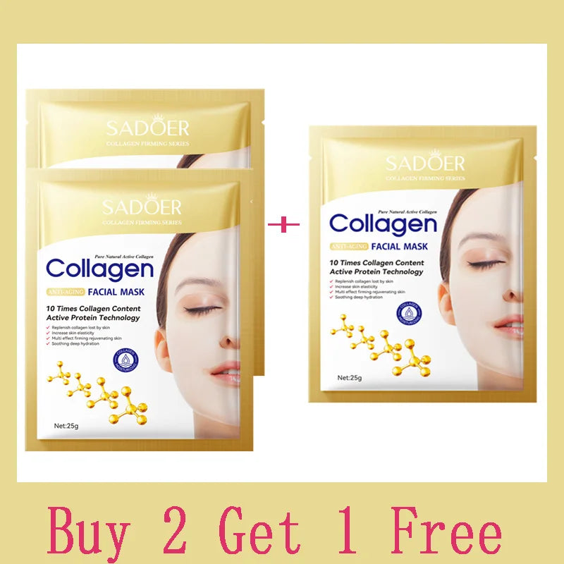 Collagen Anti-Wrinkle Facial Mask – Moisturizing & Brightening (10pcs)