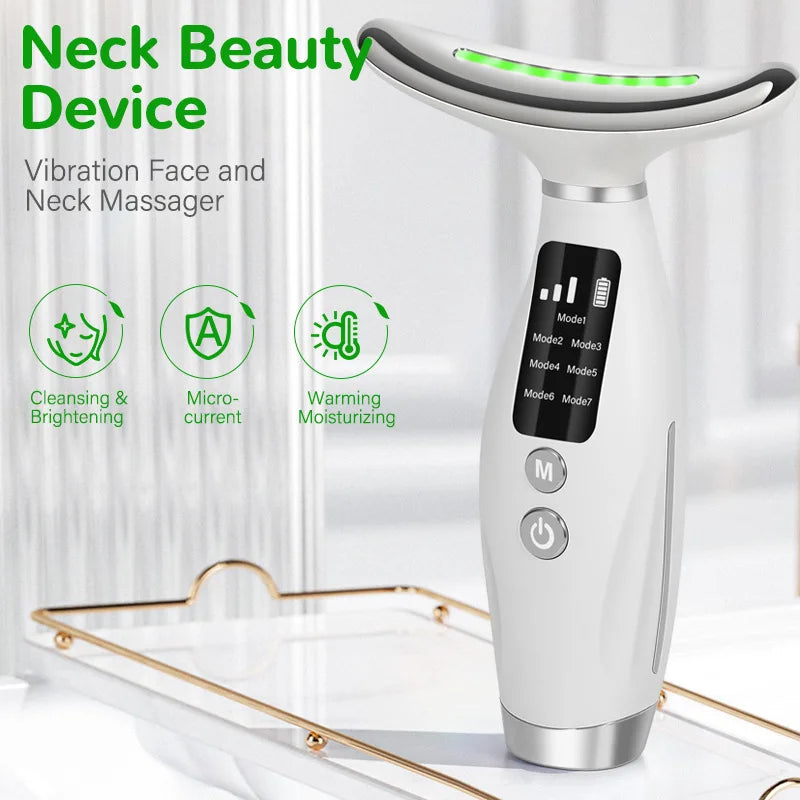 7-Color EMS Facial & Neck Massager – Micro-Current Beauty Device