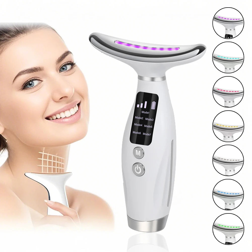 7-Color EMS Facial & Neck Massager – Micro-Current Beauty Device