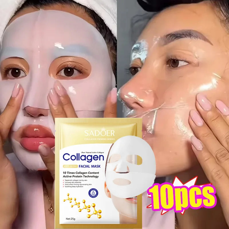 Collagen Anti-Wrinkle Facial Mask – Moisturizing & Brightening (10pcs)