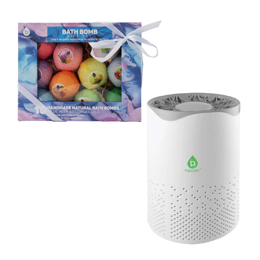 Clean Air & Relaxation Bundle – True HEPA Air Purifier + 10 Organic Bath Bombs