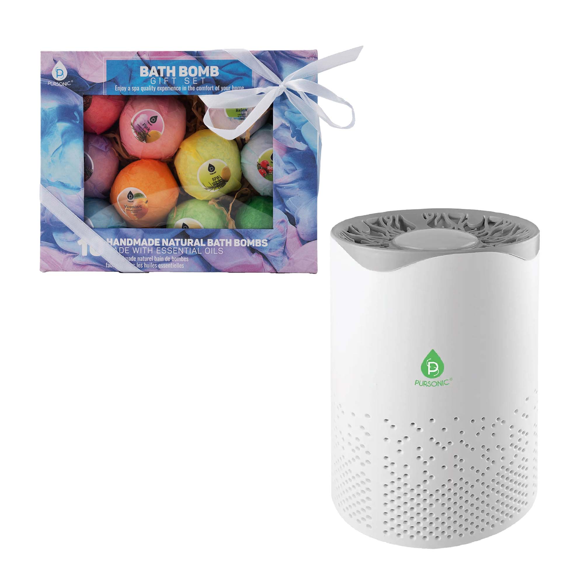 Clean Air & Relaxation Bundle – True HEPA Air Purifier + 10 Organic Bath Bombs