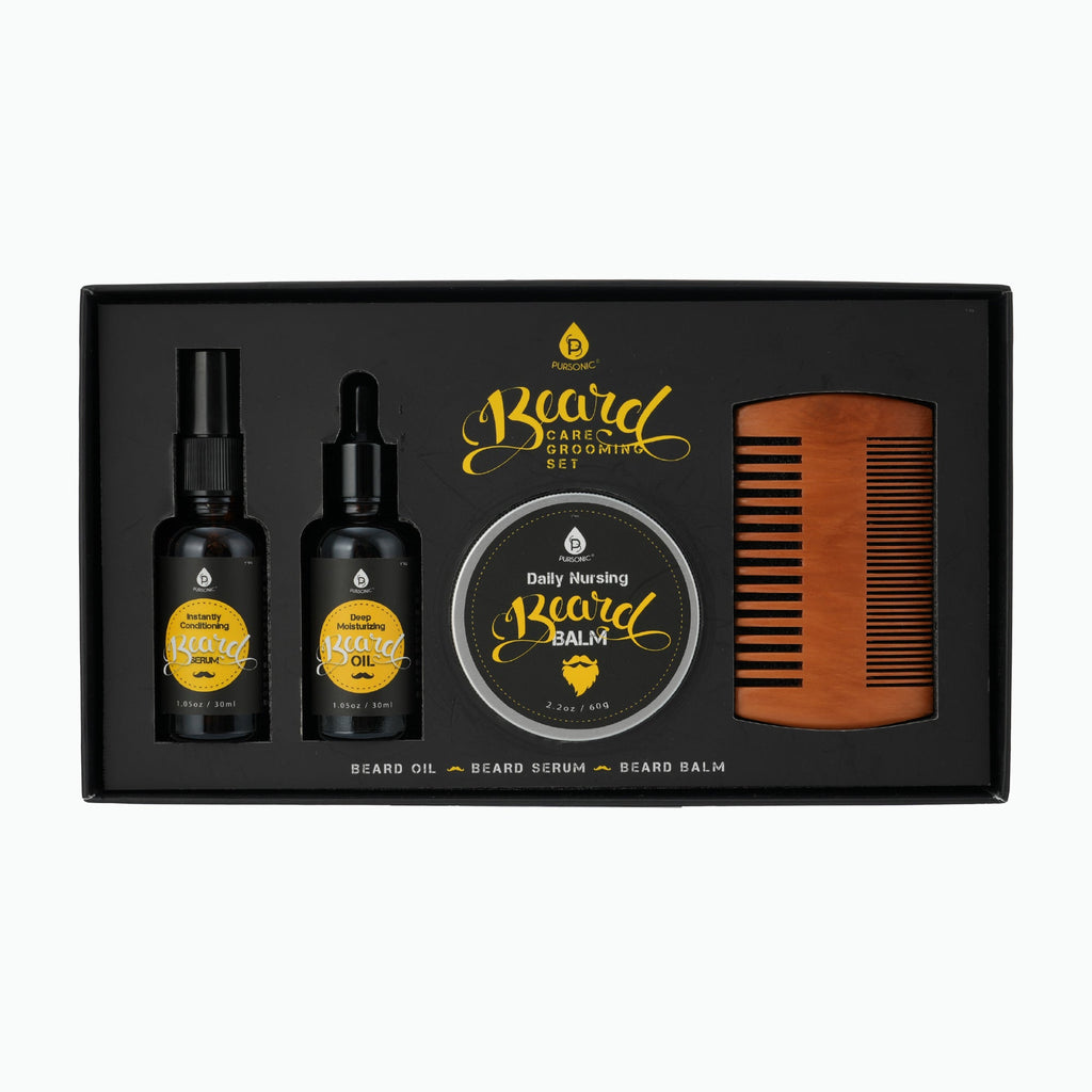 Father's Day Beard Care Grooming Kit – Premium 4-Piece Set (Oil, Balm, Serum & Comb)