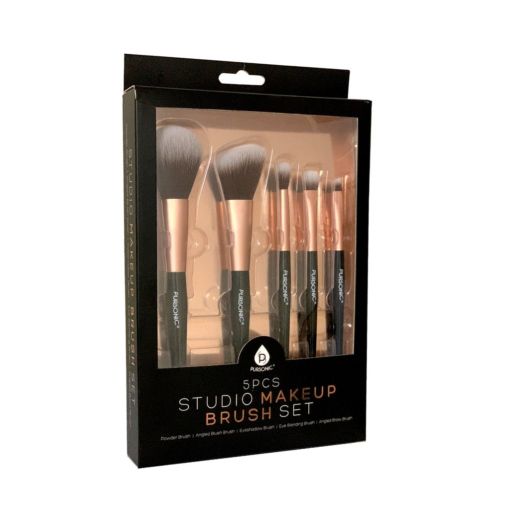 Studio Makeup Brush Set – 5-Piece Professional Brush Collection (Matte Black)