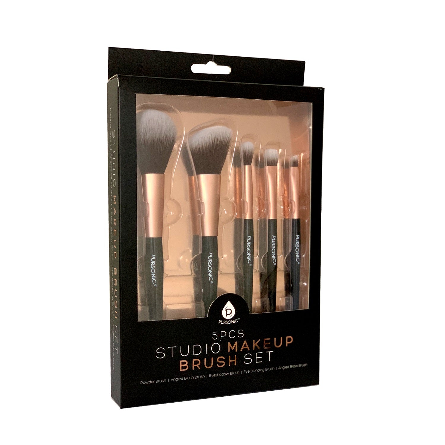 Studio Makeup Brush Set – 5-Piece Professional Brush Collection (Matte Black)