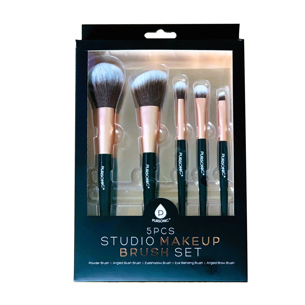 Studio Makeup Brush Set – 5-Piece Professional Brush Collection (Matte Black)