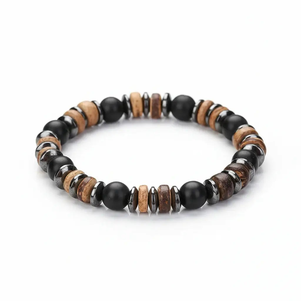 Coconut Shell Bracelet for Men — Bohemian Tribal Wooden Beaded Wristband
