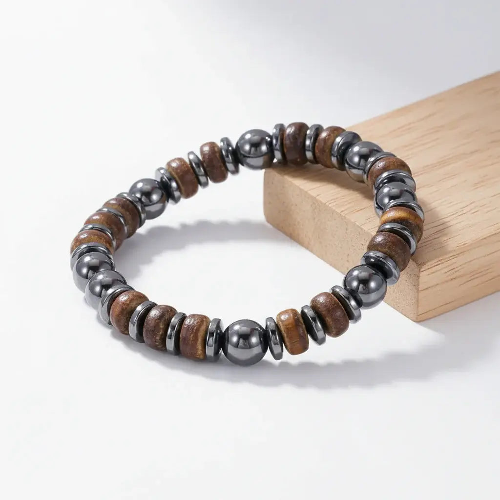 Coconut Shell Bracelet for Men — Bohemian Tribal Wooden Beaded Wristband