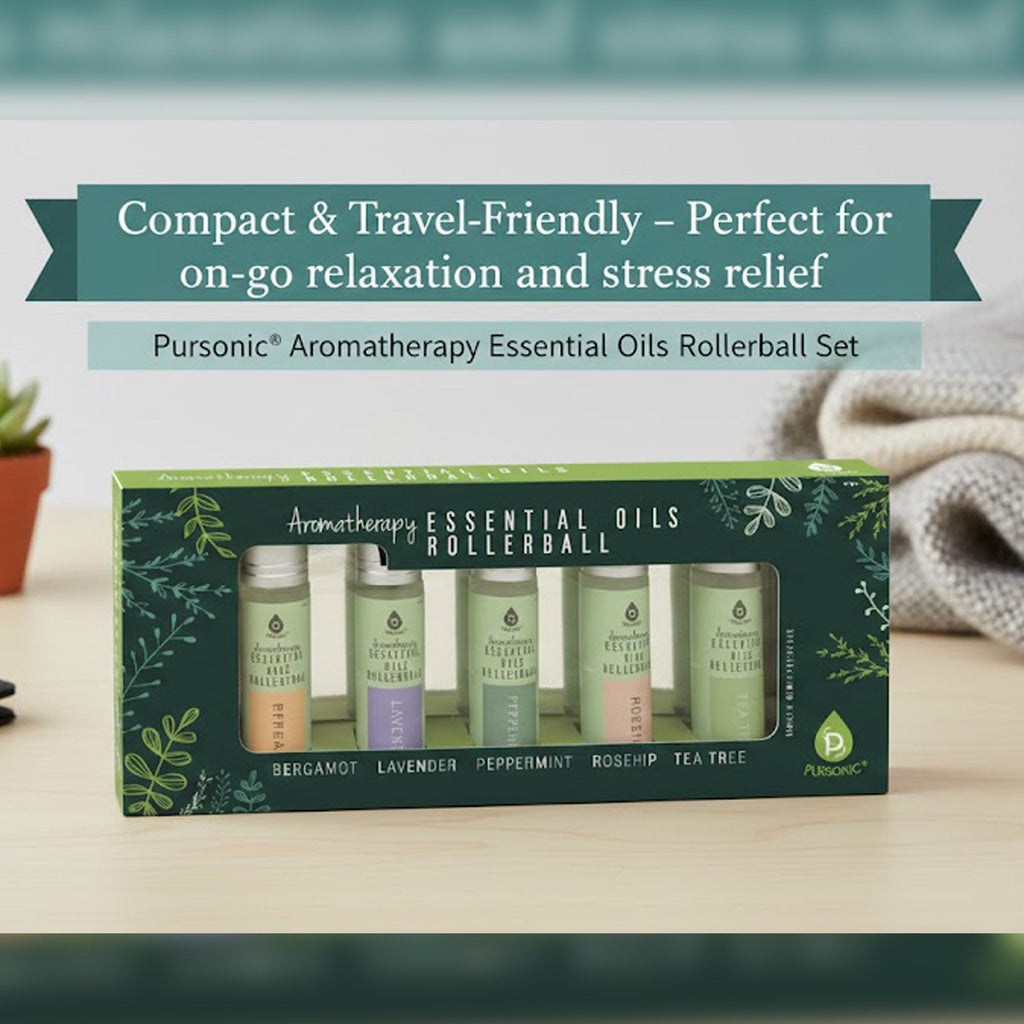 Aromatherapy Essential Oil Rollerball Set — 5 Pure Blends for Calm, Focus & Glow