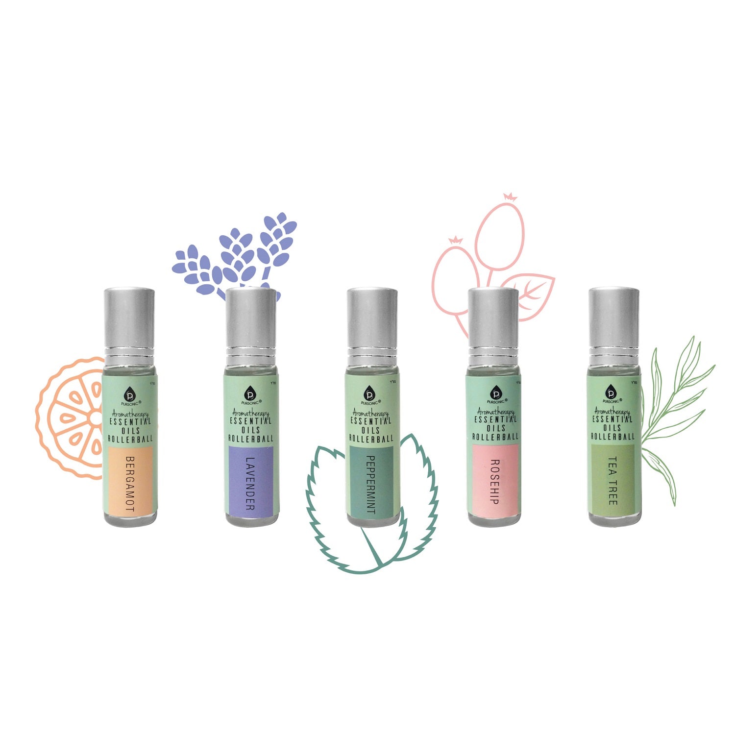 Aromatherapy Essential Oil Rollerball Set — 5 Pure Blends for Calm, Focus & Glow