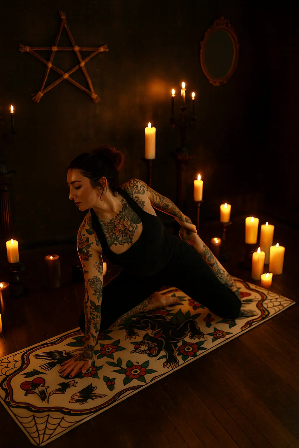 Tattoo Black Cat Yoga Mat – 3mm Microfiber Suede Non-Slip Mat