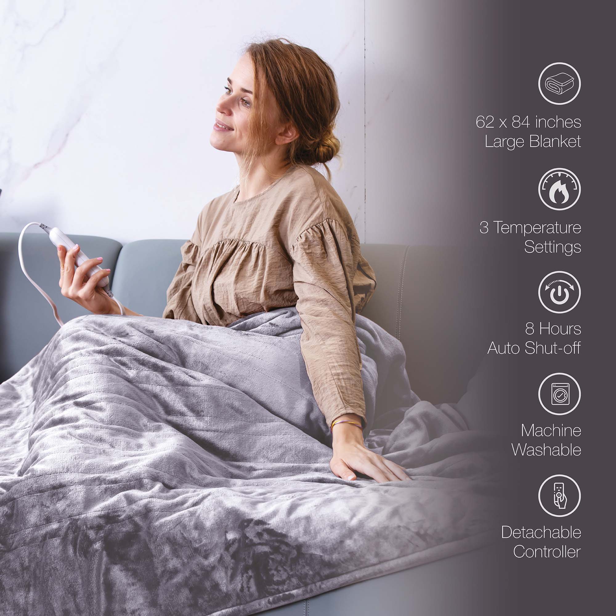 Pursonic Cozy Comfort & Relaxation Bundle — 5-Piece Heated Blanket & Massager Gift Set