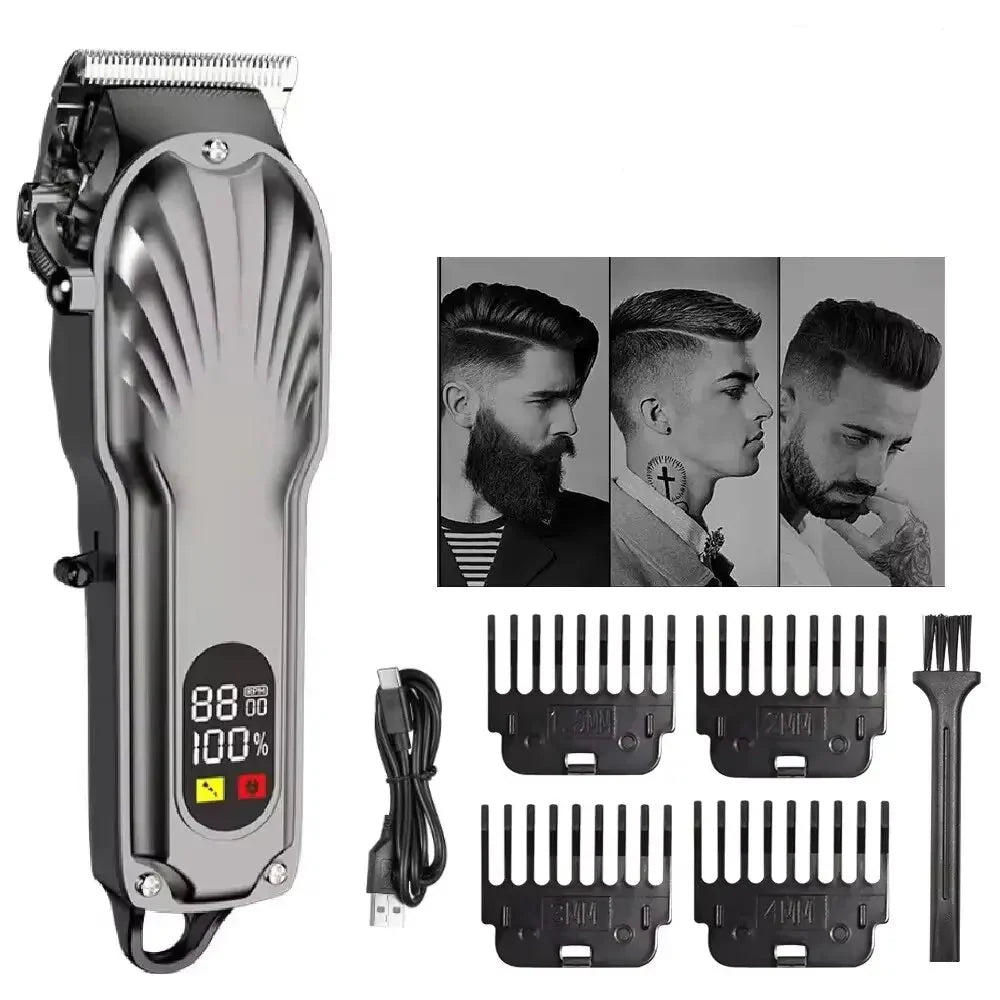 Professional Hair Clipper & Beard Trimmer – USB Cordless Grooming Tool for Men
