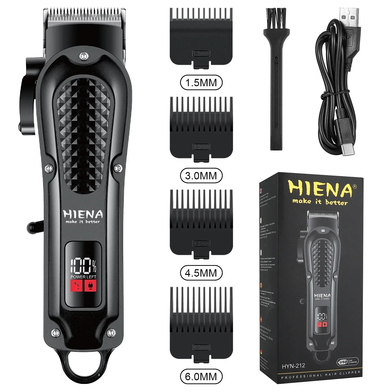 Electric Hair Clipper & Beard Trimmer – USB Cordless Precision Grooming Tool for Men