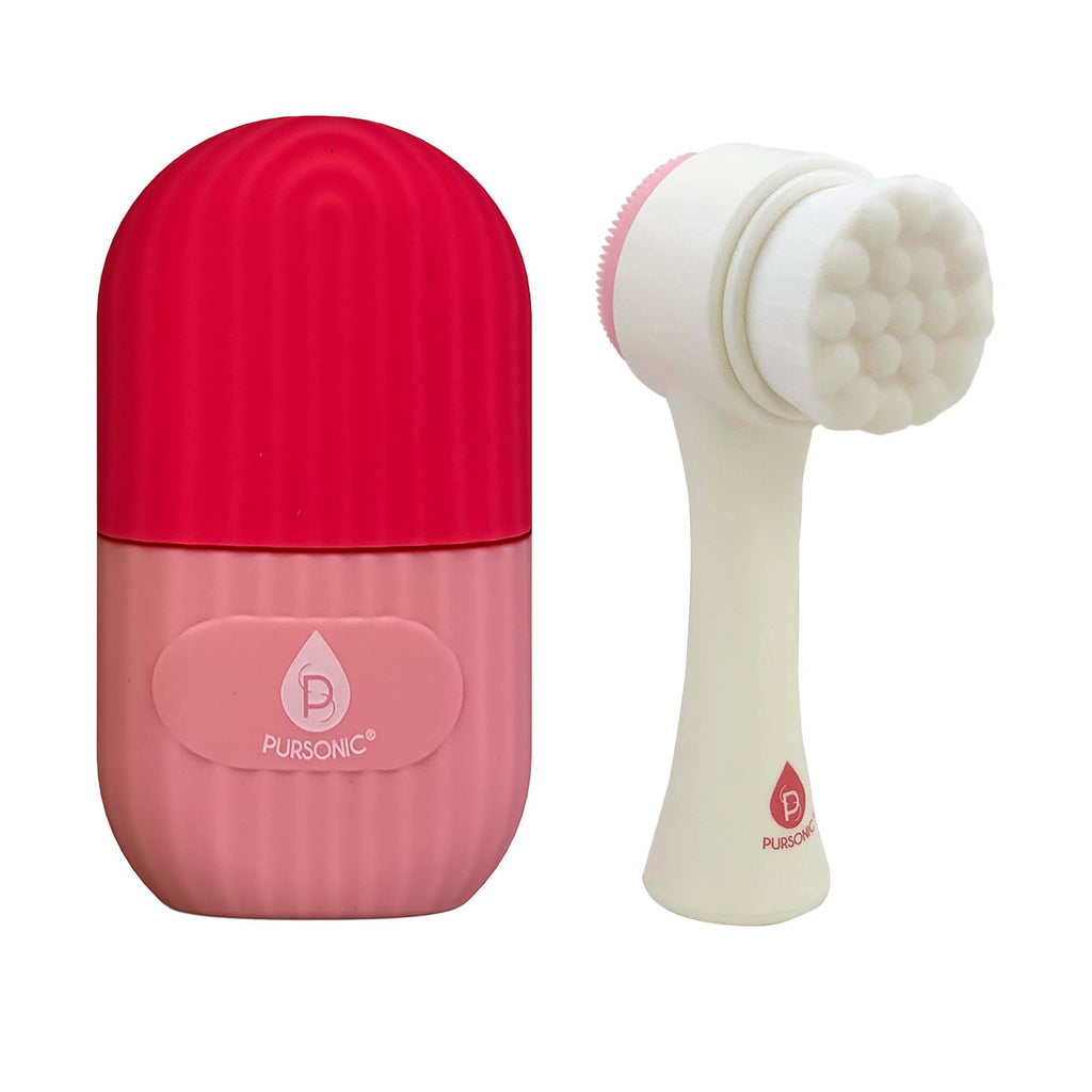 Perfect Skincare Duo: Ice Cube Facial Roller & Dual-Sided Cleansing Brush