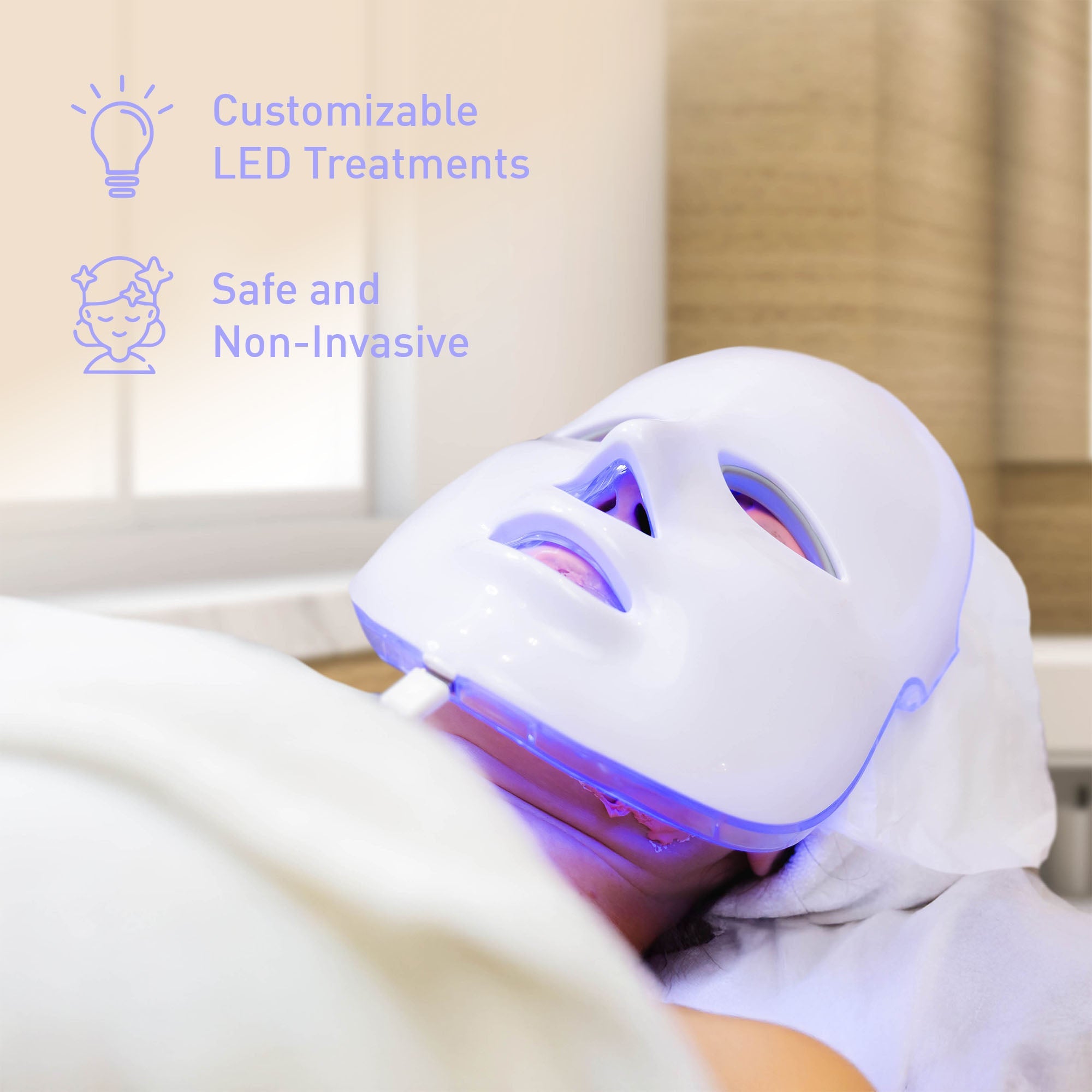 LED Glow Set — 7-in-1 LED Light Therapy Face Mask + 7-in-1 LED Face & Neck Sculpting Wand