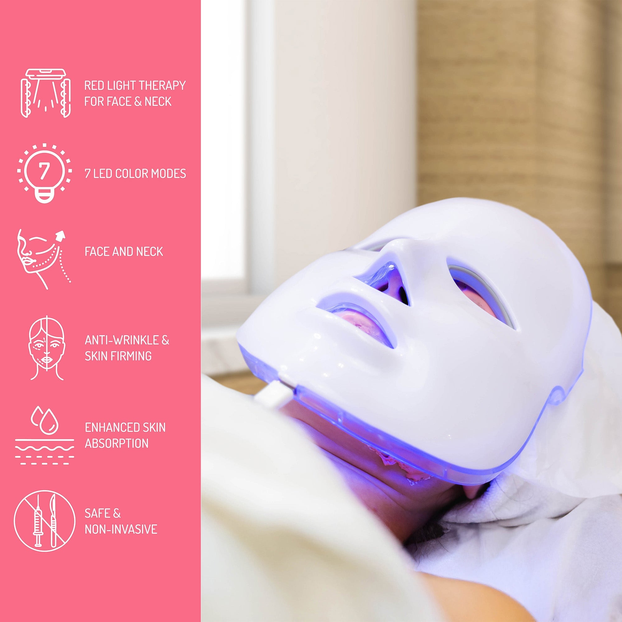 7-in-1 LED Light Therapy Face Mask & 5-in-1 LED Roller Massager Bundle
