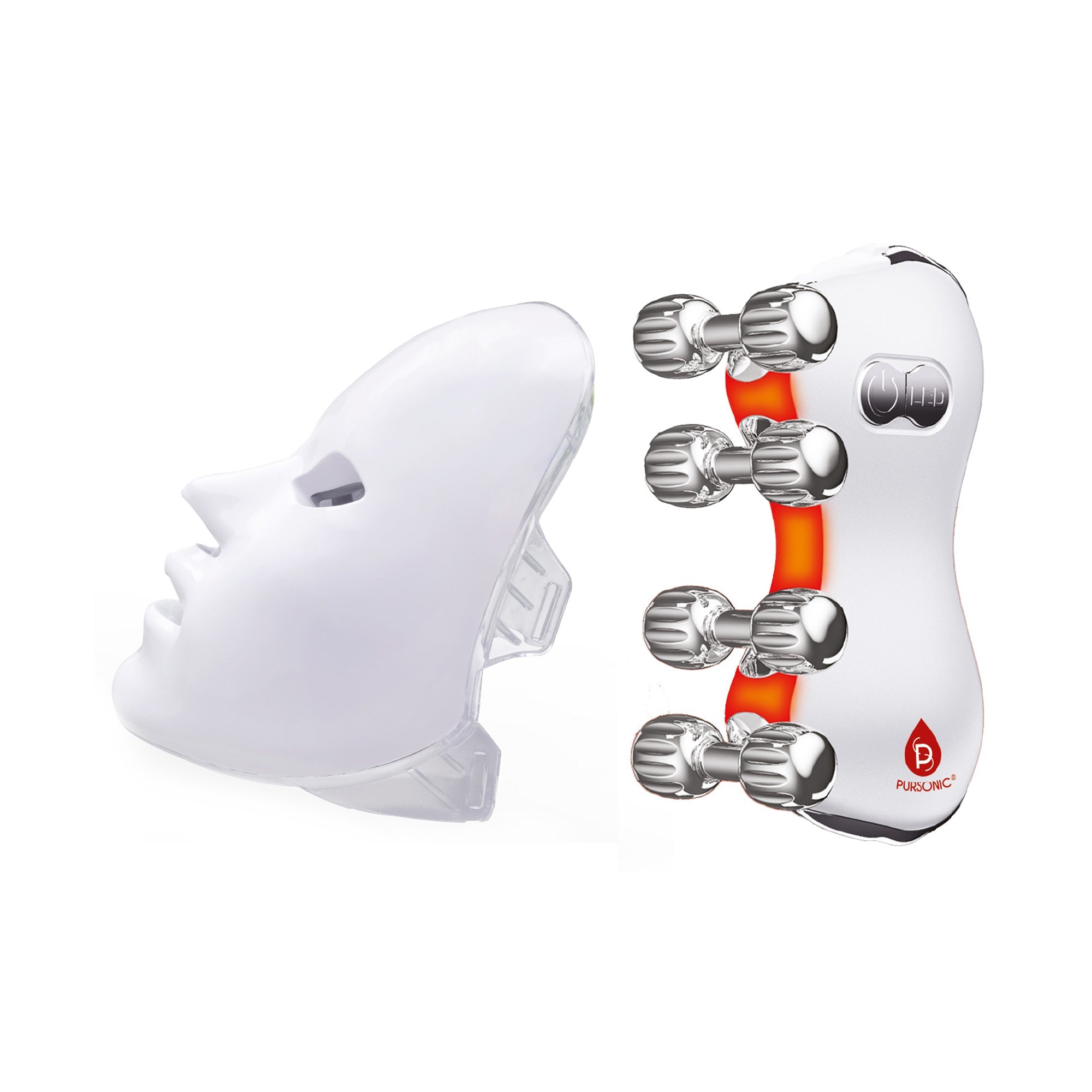 White LED Mask and mini face massager bundle