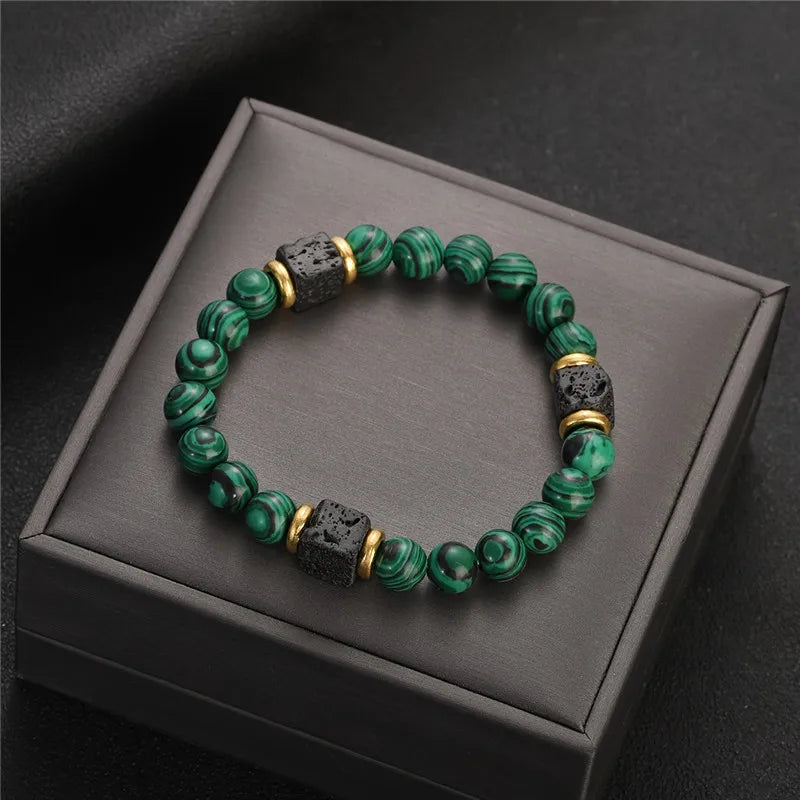 Natural Stone Bead Bracelet — Healing Gemstone Jewelry for Women & Men