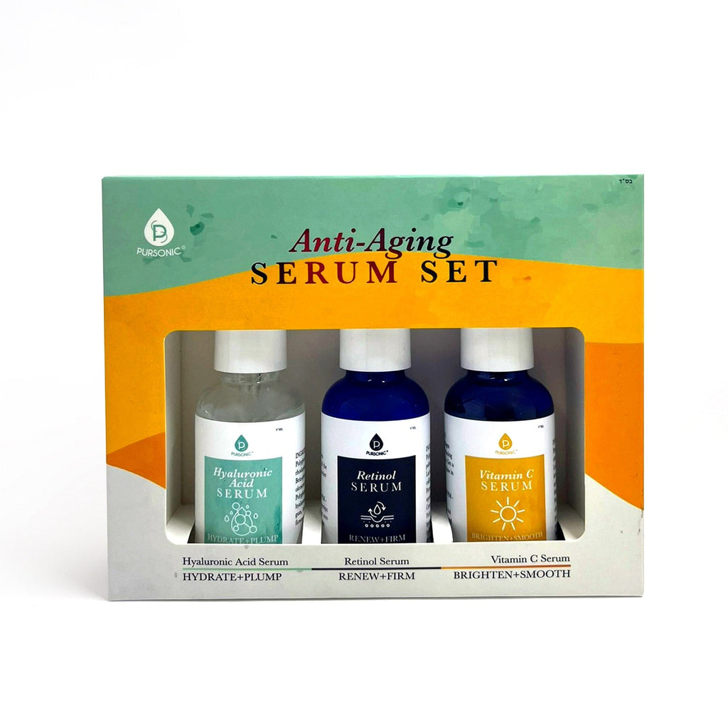 Anti-Aging Serum Trio | Vitamin C, Retinol & Hyaluronic Acid Set