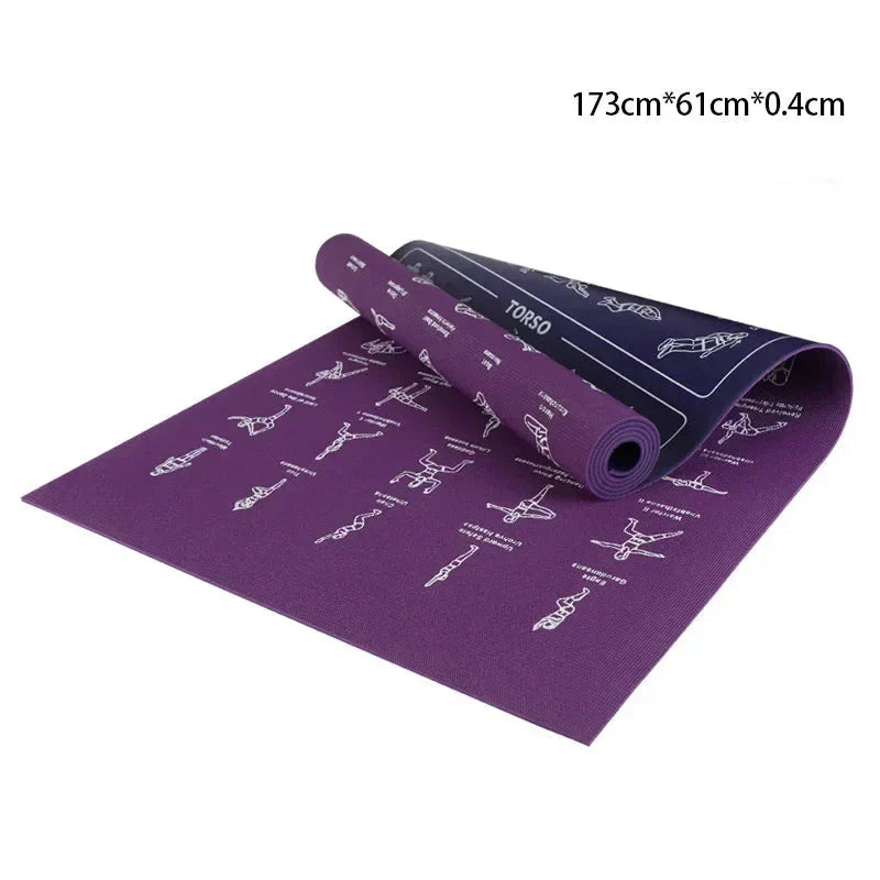 Non-Slip PVC Fitness Mat — Yoga, Pilates & Gym Workouts, 173cm