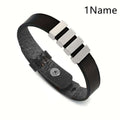 Personalized Men's Leather Bracelet — Custom Engraved Name Beads