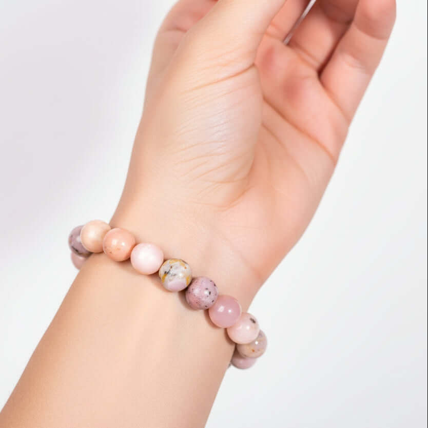 Peruvian Pink Opal Healing Bracelet — Rare Andean Crystal, Hand-Selected Natural Stone
