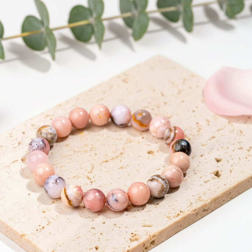 Peruvian Pink Opal Healing Bracelet — Rare Andean Crystal, Hand-Selected Natural Stone