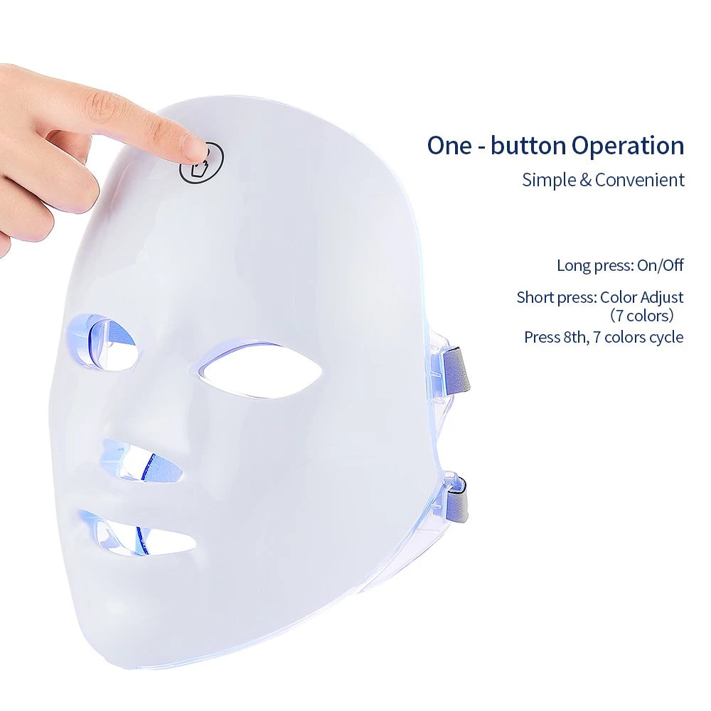Rechargeable LED Face Mask – 7-Color Light Therapy for Skin Rejuvenation
