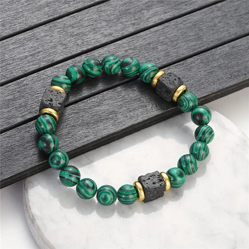 Natural Stone Bead Bracelet — Healing Gemstone Jewelry for Women & Men
