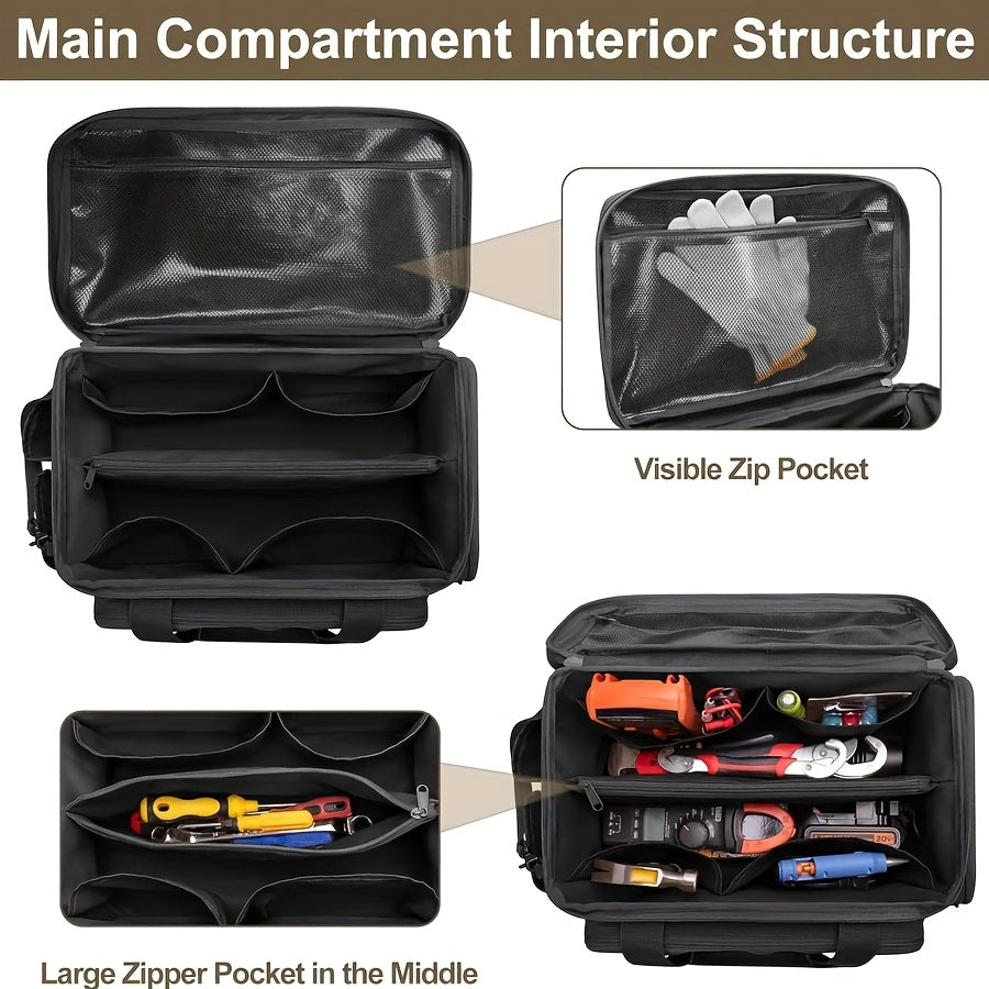 Heavy-Duty Waterproof Tool Organizer Bag – Multi-Pocket Shoulder Tote for Men