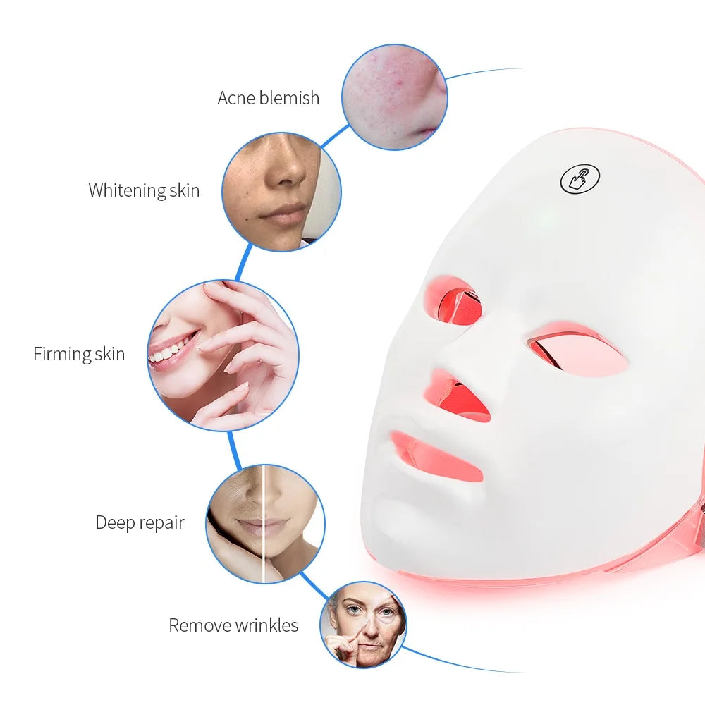 Rechargeable LED Face Mask – 7-Color Light Therapy for Skin Rejuvenation