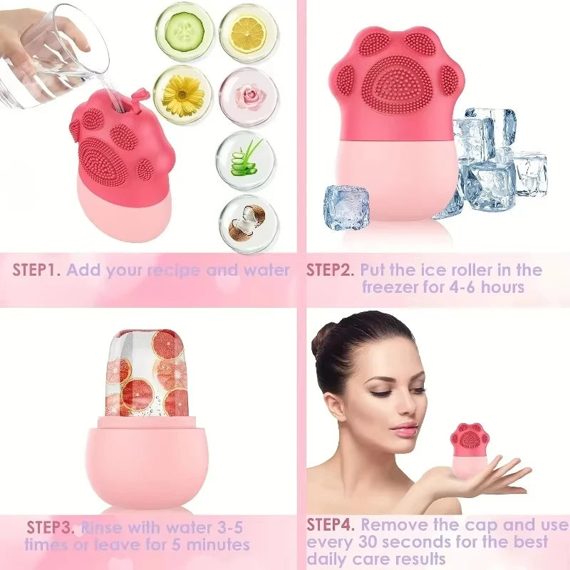 2-in-1 Ice Roller & Silicone Cleansing Face Brush — Sculpt, Cleanse & Glow