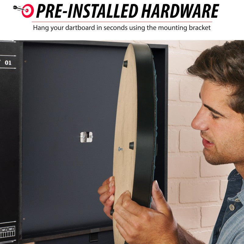 Sisal Dartboard & Backboard Set | Built-In Scoreboard, Storage & Wall Protector