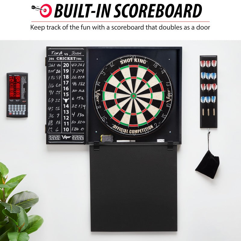 Sisal Dartboard & Backboard Set | Built-In Scoreboard, Storage & Wall Protector