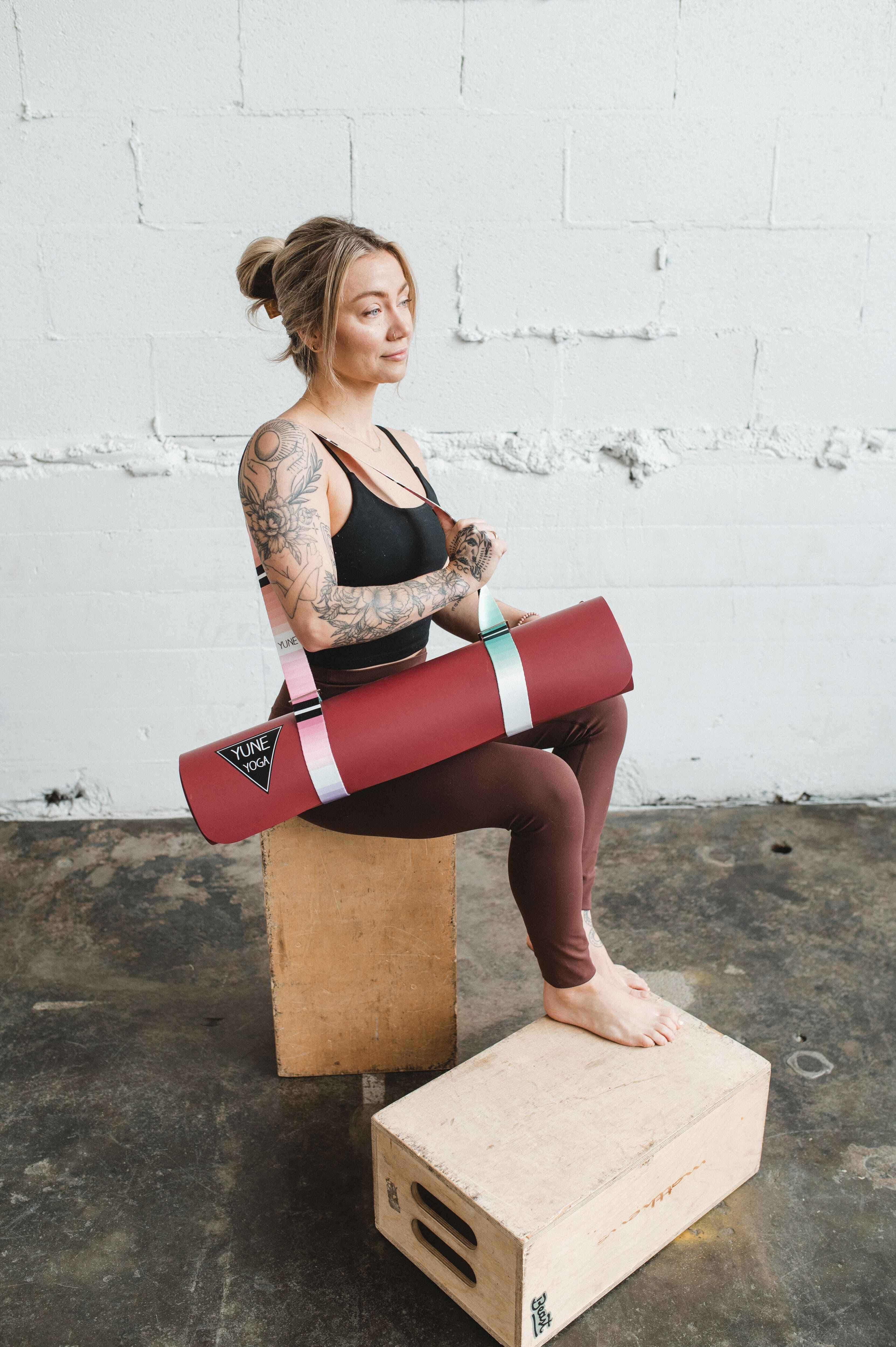 Helena Yoga Carrier Strap – Boho Diamond Print Stretching Strap & Mat Sling